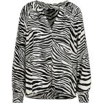 Schwarze Zebra Langärmelige Monari V-Ausschnitt Langarmblusen aus Polyester für Damen Größe S 