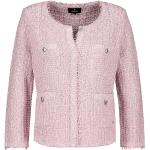 Pinke Langärmelige Monari Herbstjacken mit Glitzer aus Tweed für Damen Größe L 