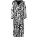 Schwarze Zebra Langärmelige Monari Maxi V-Ausschnitt Kleider mit Ärmel aus Elastan für Damen Größe S 
