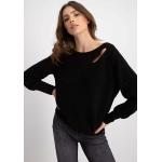 Schwarze Monari Rundhals-Auschnitt Rundhals-Pullover aus Baumwollmischung für Damen Größe S 