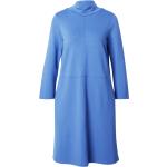 Blaue 3/4-ärmelige MORE & MORE Knielange Stehkragen Damenkleider aus Jersey Größe XS 