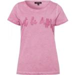 Pinke Kurzärmelige MORE & MORE Rundhals-Auschnitt T-Shirts Orangen mit Glitzer aus Baumwolle für Damen Größe XS 