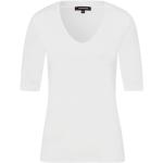 Offwhite MORE & MORE V-Ausschnitt Basic Shirts aus Baumwolle für Damen Größe L 