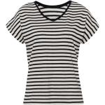Beige MORE & MORE V-Ausschnitt Damenringelshirts & Damenstreifenshirts aus Baumwolle Größe XS 