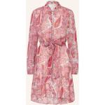 Reduzierte Pinke Paisley Langärmelige Frühlingskleider aus Viskose für Damen Größe XS 