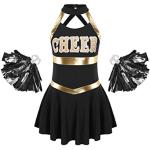 Schwarze Langärmelige Cheerleader-Kinderkostüme Handwäsche für Mädchen Größe 170 
