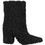 Reduzierte Schwarze Blockabsatz Stiefel mit Absatz aus Leder für Damen Größe 39 mit Absatzhöhe 7cm bis 9cm 