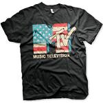 MTV Offizielles Lizenzprodukt Distressed USA-Flag Herren T-Shirt Groß & Hoch Herren T-Shirt (Schwarz), 4XL