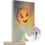 MuchoWow® Glasbilder - Bilder auf Wandbild - Foto auf Glas Ein Emoji mit einem Augenzwinkern 20x30 cm Wanddekoration aus Glas - Acrylglasbild - Acrylbilder - Acrylglas