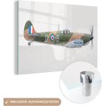 MuchoWow® Glasbilder - Bilder auf Wandbild - Foto auf Glas Eine Illustration einer Supermarine Spitfire 90x60 cm Wanddekoration aus Glas - Acrylglasbild - Acrylbilder - Wandmalerei auf Glas