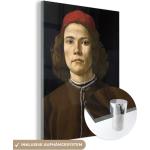 MuchoWow® Glasbilder - Bilder auf Wandbild - Foto auf Glas Porträt eines jungen Mannes - Gemälde von Sandro Botticelli 60x80 cm Wanddekoration aus Glas - Acrylglasbild - Acrylbilder - Foto