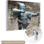 MuchoWow® Glasbilder - Bilder auf Wandbild - Foto auf Glas Statue von Robin Hood in Nottingham 90x60 cm Wanddekoration aus Glas - Acrylglasbild - Acrylbilder - Wandmalerei auf Glas