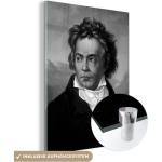 MuchoWow® Glasbilder - Bilder auf Wandbild - Foto auf Glas Vintage-Porträt von Beethoven - schwarz und weiß 30x40 cm Wanddekoration aus Glas - Acrylglasbild - Acrylbilder - Wohnzimmer - Fotos