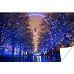 MuchoWow® Poster Das bunte London Eye zwischen den Bäumen in London 90x60 cm - Schlafzimmer