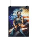 Musik Poster - Bruce Springsteen Poster - Gitarre Poster - Flagge Poster - 61x91cm - Perfekt zum Einrahmen