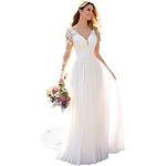 Elfenbeinfarbene Boho V-Ausschnitt Brautkleider & Hochzeitskleider Europa aus Spitze für Damen Größe XL zur Hochzeit 
