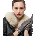 Nappaglo Damen Italienisches Lammfell Leder Handschuhe Touchscreen Winter Warm Langes Fleecefutter Handschuhe (XL (Umfang der Handfläche:20.3-21.6cm), Grau(Non-Touchscreen))