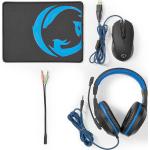 Nedis Gaming-Combo-Kit (Headset, Maus und Mousepad) (Kabelgebunden), Gaming Headset, Blau, Schwarz