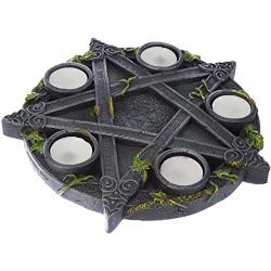 Nemesis Now B2538G6 Wiccan Pentagramm Teelichthalter, 25,5 cm, Schwarz, Harz