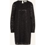 Reduzierte Schwarze Langärmelige Neo Noir Kleider mit Ärmel mit Pailletten aus Polyester für Damen Größe XS 