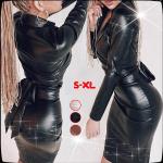 Schwarze Business Langärmelige V-Ausschnitt Winterkleider maschinenwaschbar für Damen Größe XL 
