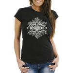 Schwarze Boho Neverless T-Shirts Mandala aus Baumwolle für Damen Größe L 