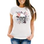 Weiße Boho Neverless T-Shirts Blumen aus Baumwolle für Damen Größe S 