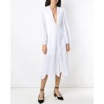 Reduzierte Weiße Langärmelige OLYMPIAH V-Ausschnitt Kleider mit Ärmel aus Baumwolle für Damen Größe XS 