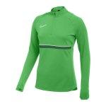 Grüne Langärmelige Atmungsaktive Nike Academy Nachhaltige Stehkragen Trainingspullover & Sportpullover aus Polyester für Damen Größe XS 