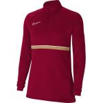 Rote Langärmelige Atmungsaktive Nike Academy Nachhaltige Stehkragen Damensportshirts aus Polyester Größe M 