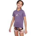 Violette Kurzärmelige Nike Dri-Fit V-Ausschnitt Kinder-T-Shirts aus Polyester für Mädchen Größe 128 