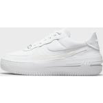 Weiße Nike Air Force 1 Plateau Sneaker Schnürung aus Gummi für Damen mit Absatzhöhe bis 3cm 