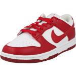 Rote Nike Dunk Low Flache Sneaker Schnürung aus Kunstleder für Kinder Größe 42 mit Absatzhöhe bis 3cm 