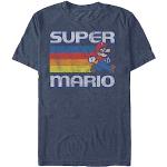 Marineblaue Melierte Retro Nintendo Mario T-Shirts Länder für Herren Größe L 