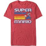 Rote Melierte Retro Nintendo Mario T-Shirts Länder für Herren Größe XL 