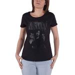 Nirvana Faded Faces Frauen T-Shirt schwarz L 100% Baumwolle Band-Merch, Bands