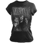 Nirvana Faded Faces Damen T-Shirt Black Band Merch, Bands, Schwarz, Small