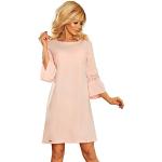 Numoco Kleid Minikleid 3/4-Arm Spitze locker figurumspielend leicht ausgestellt S-XL, Farbe:rosa, Größe:42