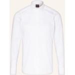 Weiße Business Langärmelige OLYMP Level Five Hemden mit Umschlagmanschetten aus Elastan für Herren 