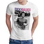 OM3 Retro Rocky Balboa T-Shirt - Herren - The Italian Stallion 70s 80s Kult Boxing Movie - Weiß, L