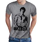 OM3 Rocky Balboa T-Shirt - Herren - The Italian Stallion 70s 80s Kult Boxing Movie - Grau Meliert, XL
