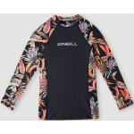 Schwarze Langärmelige O'Neill Tropical Flower Kinderbadeshirts & Kinderschwimmshirts aus Elastan für Mädchen 