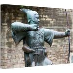 OneMillionCanvasses® - Leinwandbilder - 140x90 cm, Statue von Robin Hood in Nottingham, Wandbilder Kunstdruck Wanddekoration - Foto auf Leinwand - Gemälde auf Holzrahmen