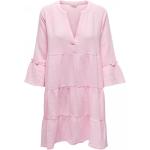 Pinke ONLY V-Ausschnitt Frühlingskleider aus Baumwolle für Damen 