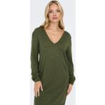 Grüne ONLY V-Ausschnitt Winterkleider aus Jersey für Damen Größe S 