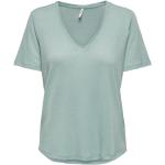 Blaue ONLY V-Ausschnitt V-Shirts aus Jersey für Damen Größe XS 