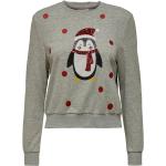 Graue ONLY Weihnachtspullover & Christmas Sweater mit Glitzer für Damen Größe XS 