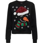 Schwarze ONLY Weihnachtspullover & Christmas Sweater mit Glitzer für Damen Größe L 