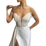 Weiße Sexy Maxi Rückenfreie Abendkleider für Damen Größe M für die Brautjungfern 