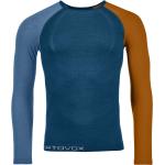 Blaue Langärmelige Atmungsaktive Ortovox Herrenfunktionsshirts aus Wolle Größe L 